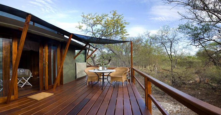 Private deck overlooking the bush at Mushara Outpost
