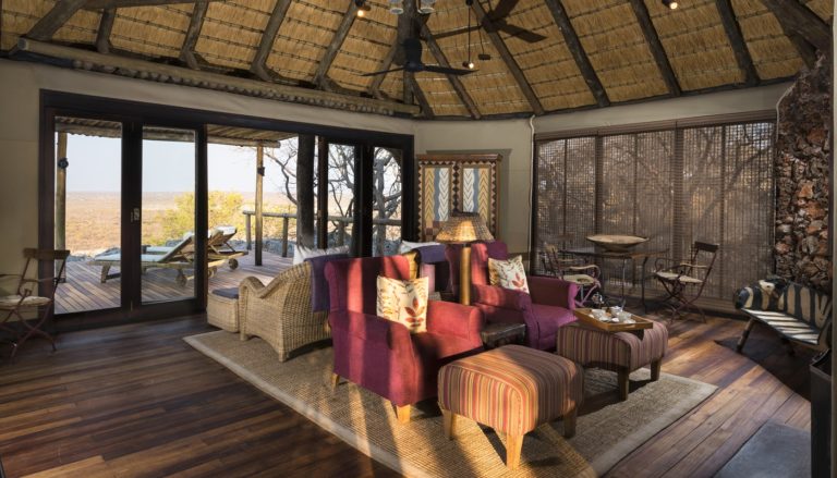 Little Ongava lounge overlooking the plains