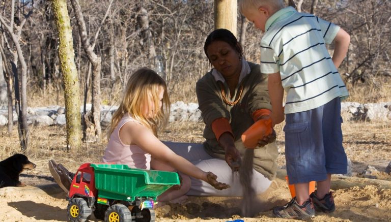 Children playing at family-friendly Mushara Bush Camp