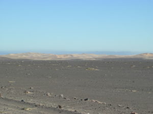 Terrace Bay fishing – foggy gravel plain towards Terrace Bay