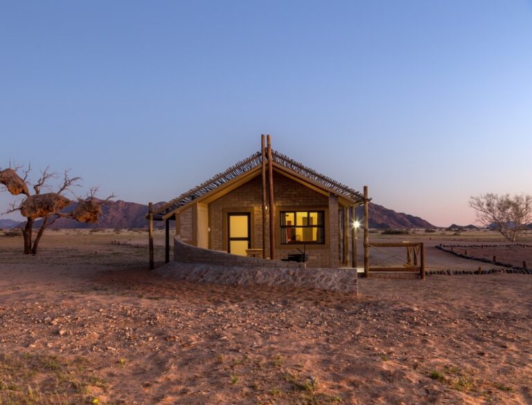 Sesriem desert camp – self-catering chalet at sunset