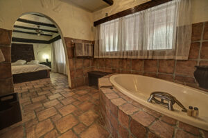 Mount Etjo Safari Lodge – bath and double vanity in a guest suite