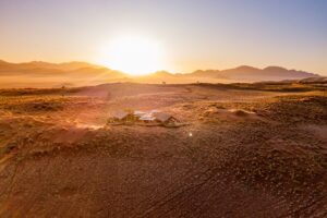 NamibRand desert lodge – sunrise across gravel plains