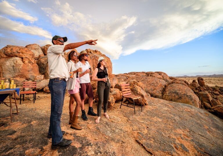 Guided walk among granite rocks at Canyon Lodge