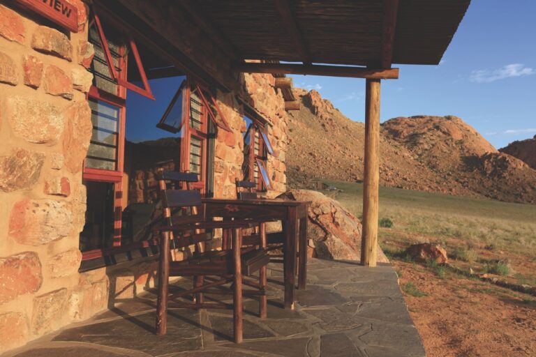 Two-storey stone chalet at Eagles Nest Chalets