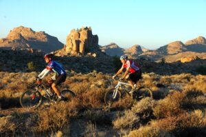 Cyclists exploring the mountains from Eagles Nest Chalets