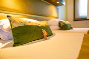 Bedding detail in Namib Desert Lodge accommodation