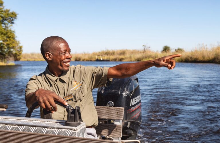 Guide leading a boat activity from Namushasha River Lodge