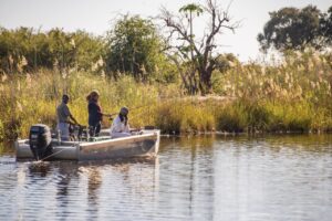 Fishing boat on the Kwando River near the lodge