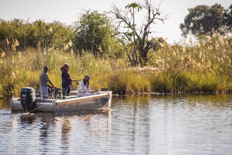 Fishing boat on the Kwando River near the lodge