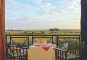 Breakfast overlooking the Kwando River at Namushasha River Lodge