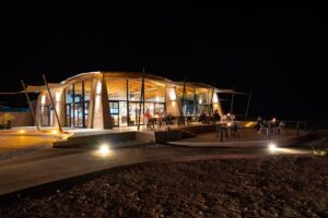 Evening entrance and courtyard at The Desert Grace