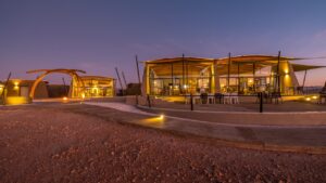 Desert Grace buildings across the Namib landscape