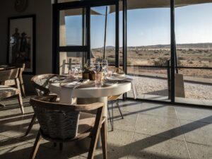 Dining table overlooking the desert at The Desert Grace