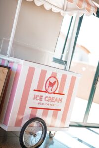 Pink ice-cream cart at The Desert Grace