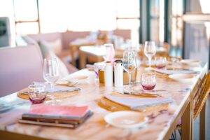 Restaurant place setting at The Desert Grace accommodation