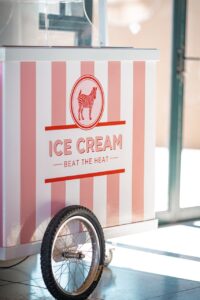 Pink ice-cream cart at The Desert Grace lodge