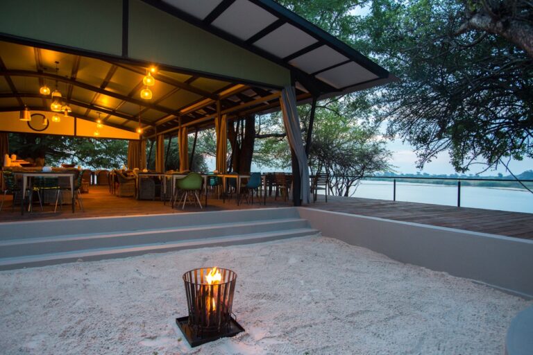 Fire lantern on the Zambezi Mubala Lodge riverside deck