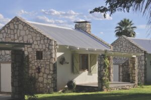 Stone bungalow exterior at Kalahari Farmhouse